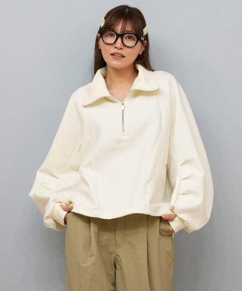 adidas（アディダス）の「adidas/アディダス フリース/トレーナー E0143（スウェット・レディース・オフホワイト/ブラック/パープル・M/L）」の4枚目の写真