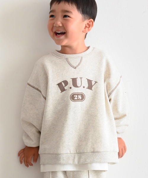 PUPPAPUPO（プッパプーポ）の「カレッジロゴ スウェット トレーナー（スウェット・キッズ・キナリ/チャコール・80/90/100/110）」の2枚目の写真