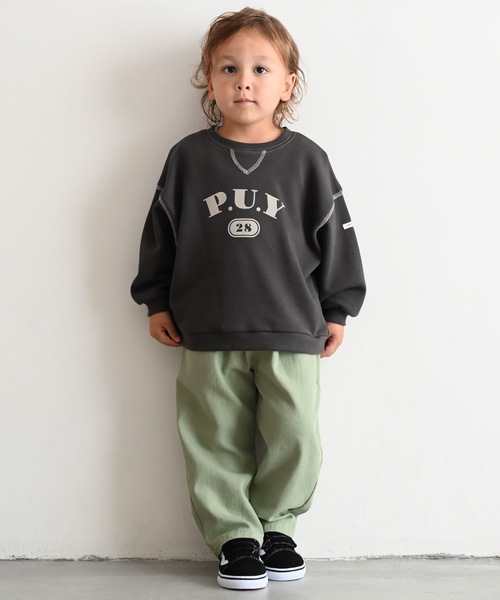 PUPPAPUPO（プッパプーポ）の「カレッジロゴ スウェット トレーナー（スウェット・キッズ・キナリ/チャコール・80/90/100/110）」の3枚目の写真