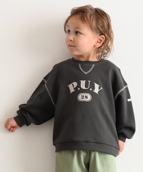 PUPPAPUPO（プッパプーポ）の「カレッジロゴ スウェット トレーナー（スウェット・キッズ・キナリ/チャコール・80/90/100/110）」の10枚目の写真