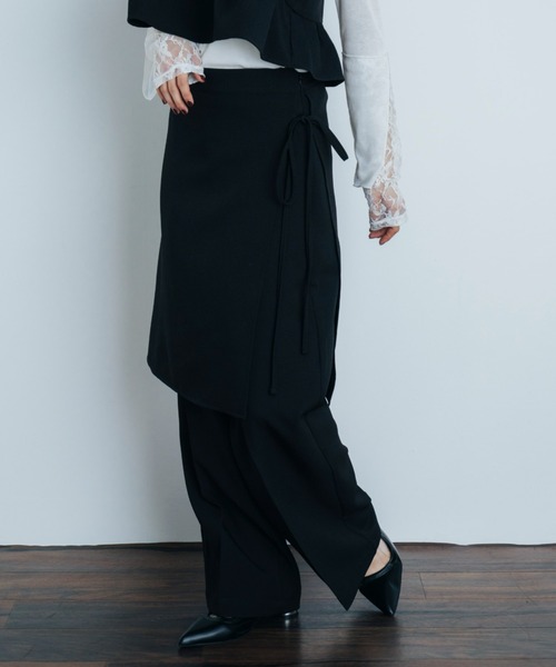 Shelly island（シェリーアイランド）の「レイヤードスラックスパンツ（その他パンツ・レディース・グレー/ブラック/ブラウン・FREE）」の7枚目の写真