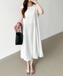 楊柳シャーリング ノースリーブワンピース ロング ワンピース ノースリーブ 綺麗めカジュアル リゾート 夏服
