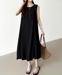 楊柳シャーリング ノースリーブワンピース ロング ワンピース ノースリーブ 綺麗めカジュアル リゾート 夏服
