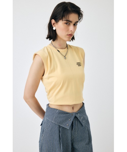 MOUSSY（マウジー）の「TINY LETTER SLEEVELESS トップス（タンクトップ・レディース・オレンジ系その他/ホワイト/ネイビー・FREE）」の8枚目の写真