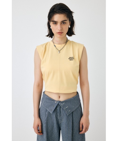 MOUSSY（マウジー）の「TINY LETTER SLEEVELESS トップス（タンクトップ・レディース・オレンジ系その他/ホワイト/ネイビー・FREE）」の9枚目の写真