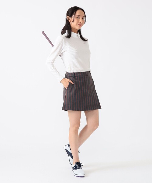 BEAMS GOLF(ビームスゴルフ)の「PURPLE LABEL / 衿付 グリッドプルオーバーシャツ(ポロシャツ・レディース・ブラック/ホワイト/ネイビー・SMALL/MEDIUM/LARGE)」の5枚目の写真