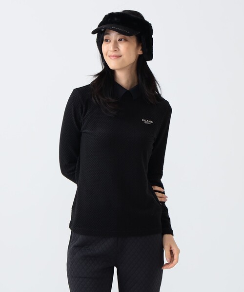 BEAMS GOLF(ビームスゴルフ)の「PURPLE LABEL / 衿付 グリッドプルオーバーシャツ(ポロシャツ・レディース・ブラック/ホワイト/ネイビー・SMALL/MEDIUM/LARGE)」の10枚目の写真