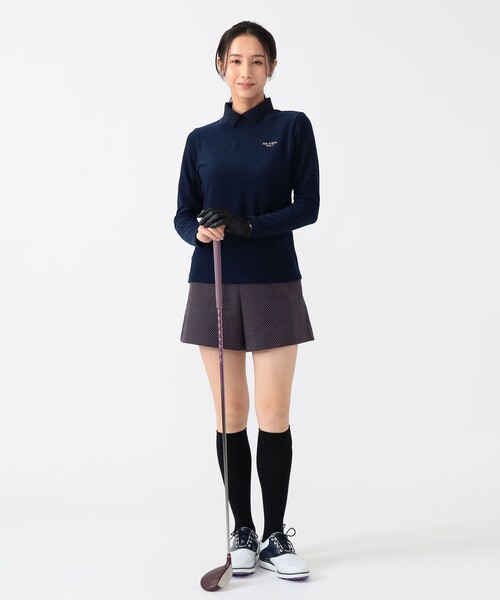 BEAMS GOLF(ビームスゴルフ)の「PURPLE LABEL / 衿付 グリッドプルオーバーシャツ(ポロシャツ・レディース・ブラック/ホワイト/ネイビー・SMALL/MEDIUM/LARGE)」の11枚目の写真