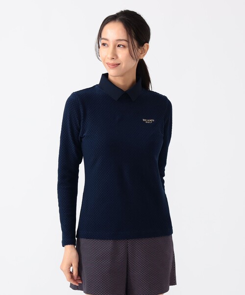 BEAMS GOLF(ビームスゴルフ)の「PURPLE LABEL / 衿付 グリッドプルオーバーシャツ(ポロシャツ・レディース・ブラック/ホワイト/ネイビー・SMALL/MEDIUM/LARGE)」の12枚目の写真