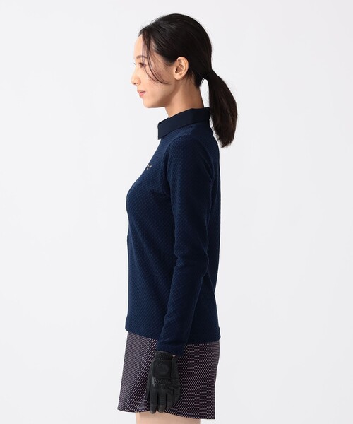 BEAMS GOLF(ビームスゴルフ)の「PURPLE LABEL / 衿付 グリッドプルオーバーシャツ(ポロシャツ・レディース・ブラック/ホワイト/ネイビー・SMALL/MEDIUM/LARGE)」の14枚目の写真