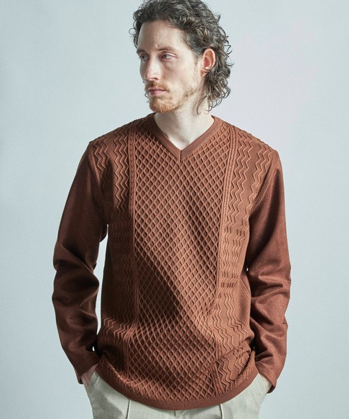 MEN'S BIGI（メンズビギ）の「ニットコンビ フェイクスエード長袖Tシャツ（Tシャツ/カットソー・メンズ・マスタード/ブラウン/グレー/ブラック・04/02/01/03）」の4枚目の写真