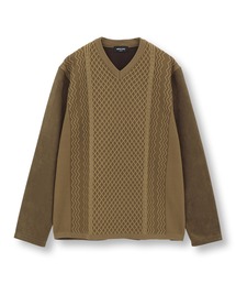 MEN'S BIGI（メンズビギ）の「ニットコンビ フェイクスエード長袖Tシャツ（Tシャツ/カットソー・メンズ）」