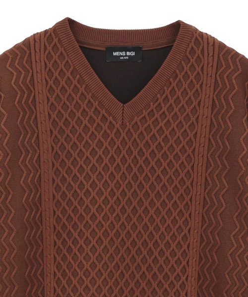 MEN'S BIGI（メンズビギ）の「ニットコンビ フェイクスエード長袖Tシャツ（Tシャツ/カットソー・メンズ・マスタード/ブラウン/グレー/ブラック・04/02/01/03）」の5枚目の写真