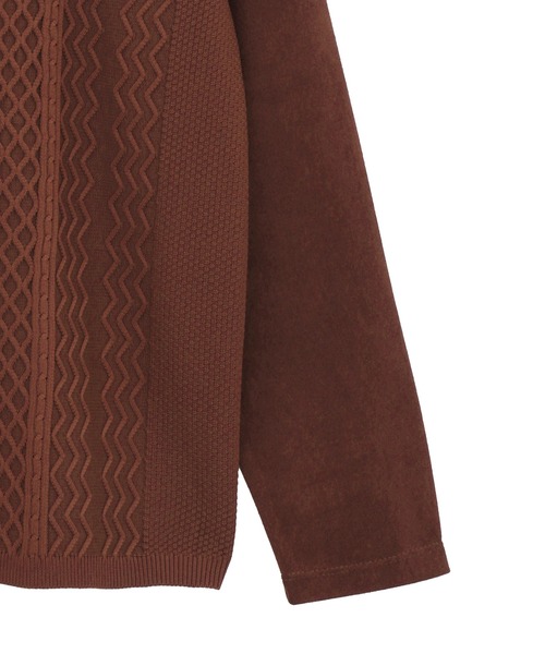 MEN'S BIGI（メンズビギ）の「ニットコンビ フェイクスエード長袖Tシャツ（Tシャツ/カットソー・メンズ・マスタード/ブラウン/グレー/ブラック・04/02/01/03）」の6枚目の写真