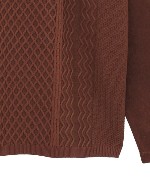 MEN'S BIGI（メンズビギ）の「ニットコンビ フェイクスエード長袖Tシャツ（Tシャツ/カットソー・メンズ・マスタード/ブラウン/グレー/ブラック・04/02/01/03）」の7枚目の写真