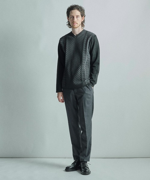 MEN'S BIGI（メンズビギ）の「ニットコンビ フェイクスエード長袖Tシャツ（Tシャツ/カットソー・メンズ・マスタード/ブラウン/グレー/ブラック・04/02/01/03）」の13枚目の写真