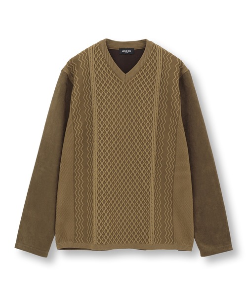 MEN'S BIGI(メンズビギ)の「ニットコンビ フェイクスエード長袖Tシャツ(Tシャツ/カットソー・メンズ・マスタード/ブラウン/グレー/ブラック・04/02/01/03)」の18枚目の写真
