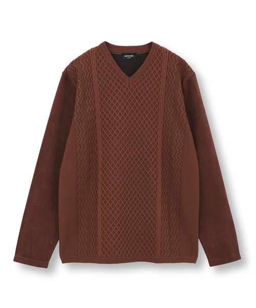MEN'S BIGI(メンズビギ)の「ニットコンビ フェイクスエード長袖Tシャツ(Tシャツ/カットソー・メンズ・マスタード/ブラウン/グレー/ブラック・04/02/01/03)」の16枚目の写真