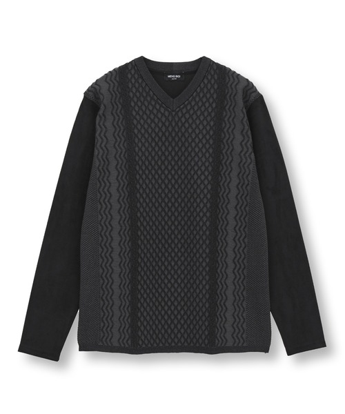 MEN'S BIGI(メンズビギ)の「ニットコンビ フェイクスエード長袖Tシャツ(Tシャツ/カットソー・メンズ・マスタード/ブラウン/グレー/ブラック・04/02/01/03)」の17枚目の写真