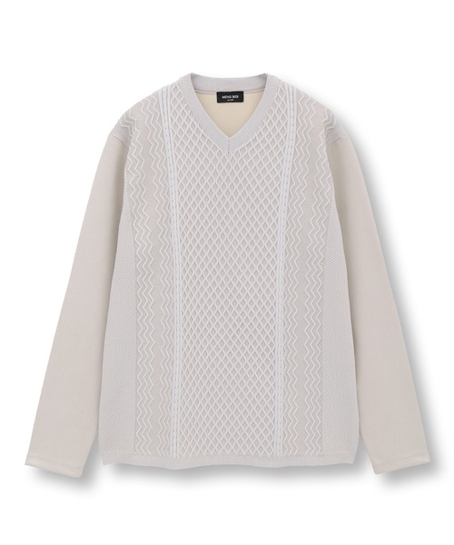 MEN'S BIGI(メンズビギ)の「ニットコンビ フェイクスエード長袖Tシャツ(Tシャツ/カットソー・メンズ・マスタード/ブラウン/グレー/ブラック・04/02/01/03)」の19枚目の写真
