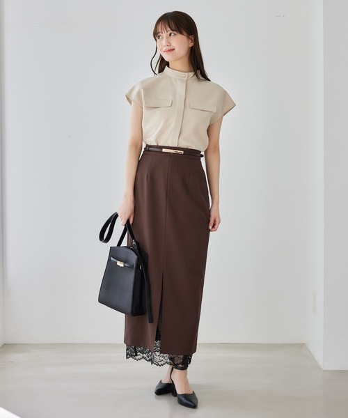 Andemiu（アンデミュウ）の「ポケットデザインフレンチスリーブシャツ579753（シャツ/ブラウス・レディース・アイボリー/チャコールグレー/オレンジ・FREE）」の6枚目の写真