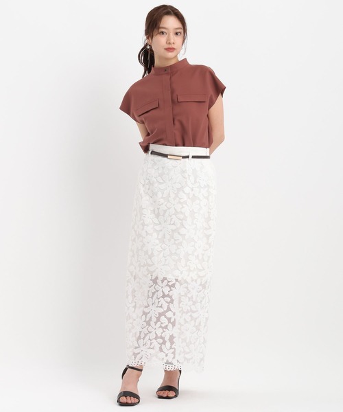 Andemiu（アンデミュウ）の「ポケットデザインフレンチスリーブシャツ579753（シャツ/ブラウス・レディース・アイボリー/チャコールグレー/オレンジ・FREE）」の11枚目の写真