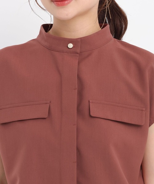 Andemiu（アンデミュウ）の「ポケットデザインフレンチスリーブシャツ579753（シャツ/ブラウス・レディース・アイボリー/チャコールグレー/オレンジ・FREE）」の17枚目の写真