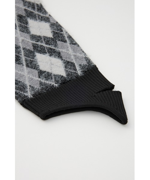 SLY（スライ）の「ARGYLE CHECK HG LEG WARMER アーガイルチェック ハイゲージ レッグウォーマー 秋服（レッグウォーマー・レディース・ブラック/ブルー/グレー・FREE）」の6枚目の写真