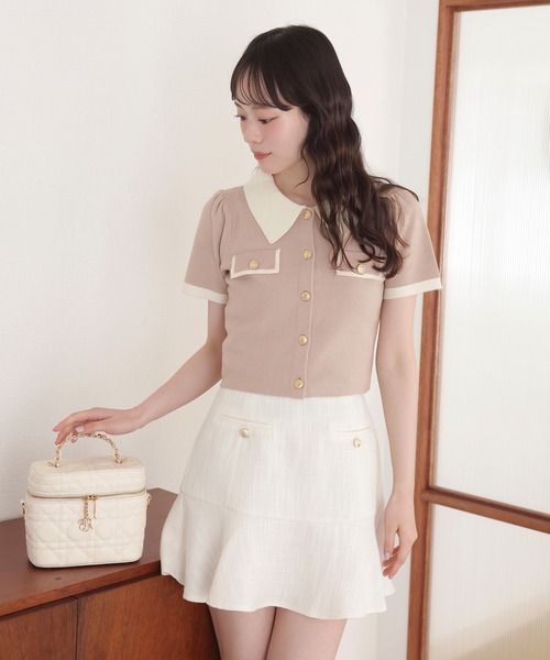 one after another NICE CLAUP（ワンアフターアナザーナイスクラップ）の「ローウエストフレアミニスカート（スカート・レディース・ホワイト×ブラック/アイボリー/ブラック/ブラウン系その他・SMALL/MEDIUM）」の20枚目の写真