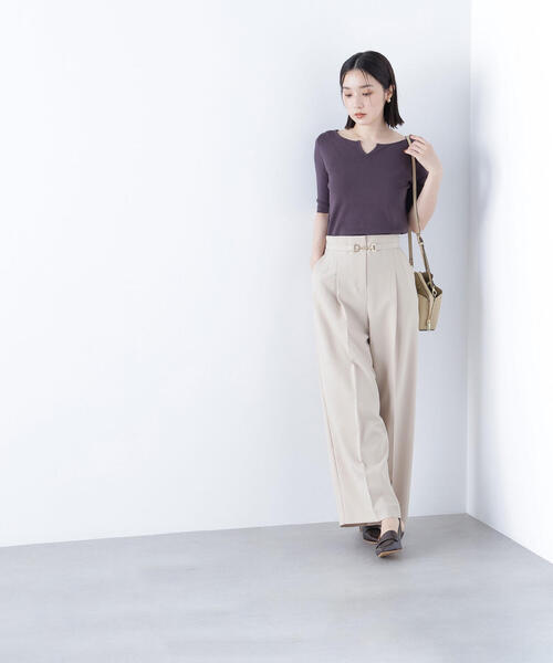 NATURAL BEAUTY BASIC（ナチュラルビューティーベーシック）の「◇ビットベルトワイドパンツ（その他パンツ・レディース・ネイビー/ライトグリーン/ベージュ・P/S/MEDIUM/SMALL）」の11枚目の写真