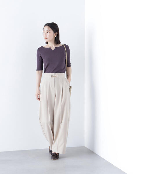 NATURAL BEAUTY BASIC（ナチュラルビューティーベーシック）の「◇ビットベルトワイドパンツ（その他パンツ・レディース・ネイビー/ライトグリーン/ベージュ・P/S/MEDIUM/SMALL）」の14枚目の写真