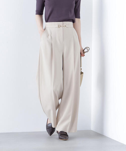 NATURAL BEAUTY BASIC（ナチュラルビューティーベーシック）の「◇ビットベルトワイドパンツ（その他パンツ・レディース・ネイビー/ライトグリーン/ベージュ・P/S/MEDIUM/SMALL）」の2枚目の写真