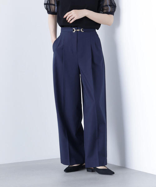 NATURAL BEAUTY BASIC（ナチュラルビューティーベーシック）の「◇ビットベルトワイドパンツ（その他パンツ・レディース・ネイビー/ライトグリーン/ベージュ・P/S/MEDIUM/SMALL）」の3枚目の写真