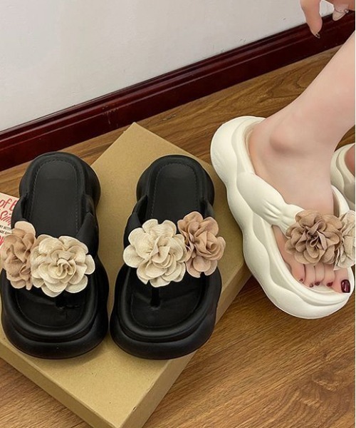 gossip!ロサンゼルス(ゴシップロサンゼルス)の「厚底サンダル リボン デザインミュールサンダル 美脚 夏 Y2K 水着OK(サンダル・レディース・ブラック・M/L/XL)」の7枚目の写真