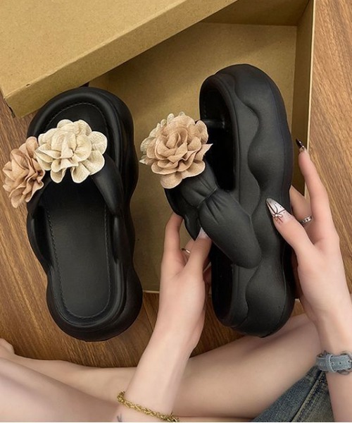 gossip!ロサンゼルス(ゴシップロサンゼルス)の「厚底サンダル リボン デザインミュールサンダル 美脚 夏 Y2K 水着OK(サンダル・レディース・ブラック・M/L/XL)」の10枚目の写真