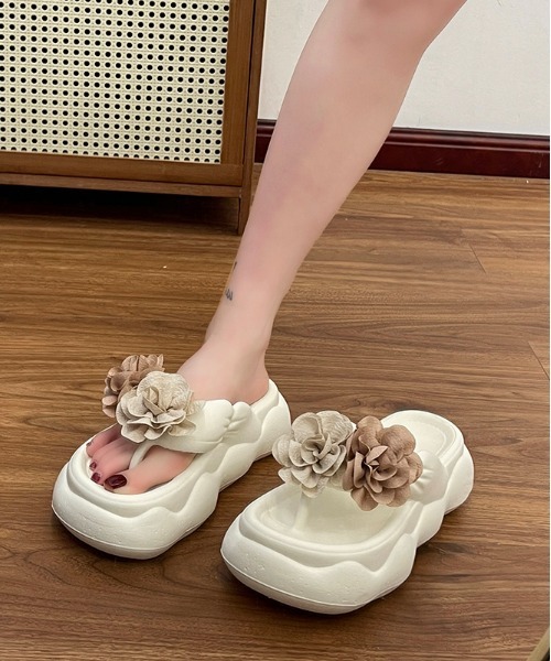 gossip!ロサンゼルス(ゴシップロサンゼルス)の「厚底サンダル リボン デザインミュールサンダル 美脚 夏 Y2K 水着OK(サンダル・レディース・ブラック・M/L/XL)」の11枚目の写真
