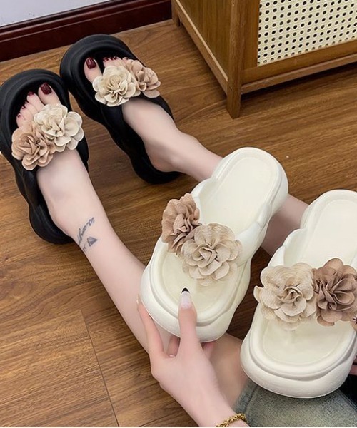 gossip!ロサンゼルス(ゴシップロサンゼルス)の「厚底サンダル リボン デザインミュールサンダル 美脚 夏 Y2K 水着OK(サンダル・レディース・ブラック・M/L/XL)」の8枚目の写真
