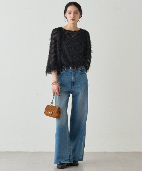 LOUNGEDRESS(ラウンジドレス)の「ハイウエストデニムパンツ(デニムパンツ・レディース・ブルー・SMALL/MEDIUM)」の2枚目の写真