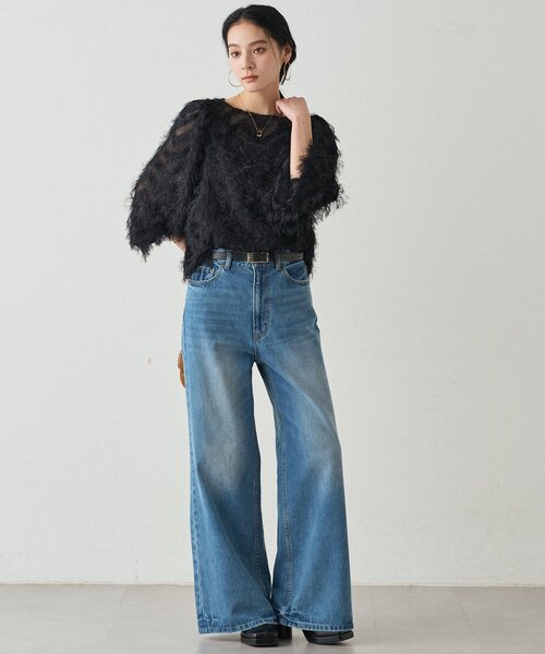 LOUNGEDRESS(ラウンジドレス)の「ハイウエストデニムパンツ(デニムパンツ・レディース・ブルー・SMALL/MEDIUM)」の3枚目の写真