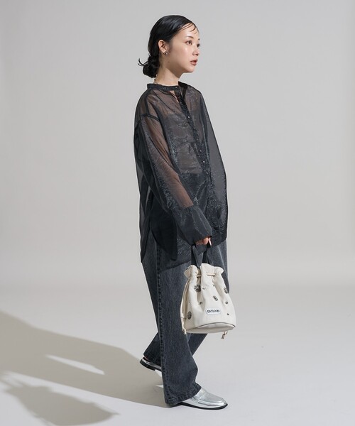 FREAK'S STORE(フリークスストア)の「シャイニー シアーワッシャーシャツ(シャツ/ブラウス・レディース・ベージュ/ピンク/キャメル/ブラック・フリ-)」の6枚目の写真