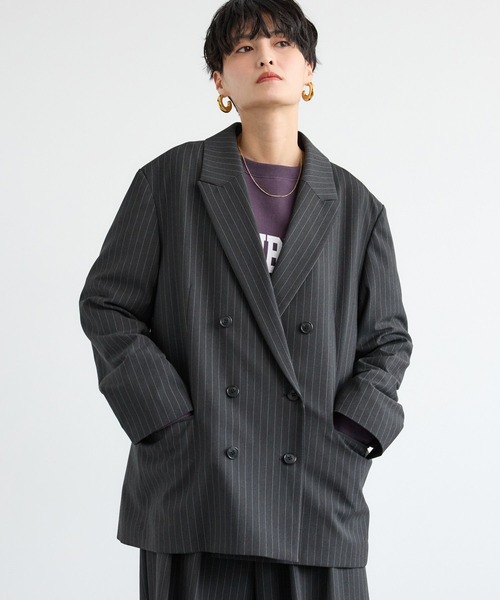 BARNYARDSTORM（バンヤードストーム）の「BARNYARDSTORM / ダブルジャケット / セットアップ対応 【「BABALOG」チャンネルご紹介アイテム】（テーラードジャケット・レディース・チャコール/ブラック・S/M）」の2枚目の写真