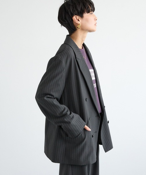 BARNYARDSTORM（バンヤードストーム）の「BARNYARDSTORM / ダブルジャケット / セットアップ対応 【「BABALOG」チャンネルご紹介アイテム】（テーラードジャケット・レディース・チャコール/ブラック・S/M）」の3枚目の写真