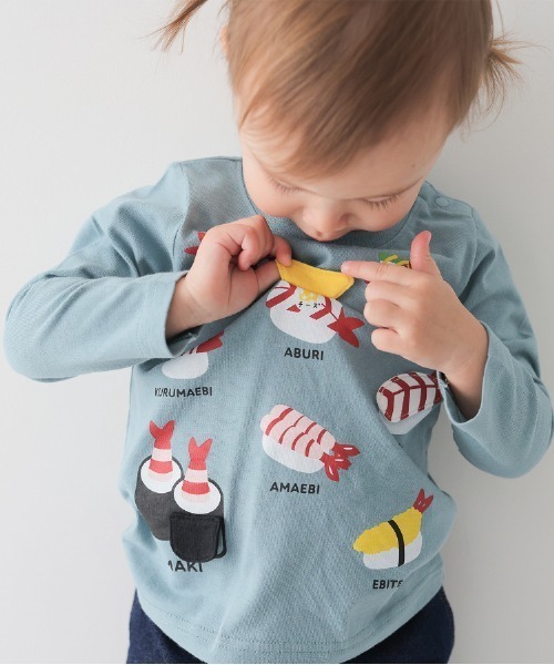 CHEEK ROOM(チークルーム)の「CHEEK ROOM/チークルーム えび祭り ロングTシャツ(Tシャツ/カットソー・キッズ・アイボリー/ピンク/ブルー・80cm/90cm/100cm/110cm/120cm/130cm)」の3枚目の写真