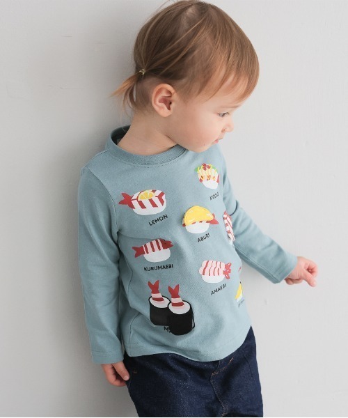 CHEEK ROOM(チークルーム)の「CHEEK ROOM/チークルーム えび祭り ロングTシャツ(Tシャツ/カットソー・キッズ・アイボリー/ピンク/ブルー・80cm/90cm/100cm/110cm/120cm/130cm)」の6枚目の写真