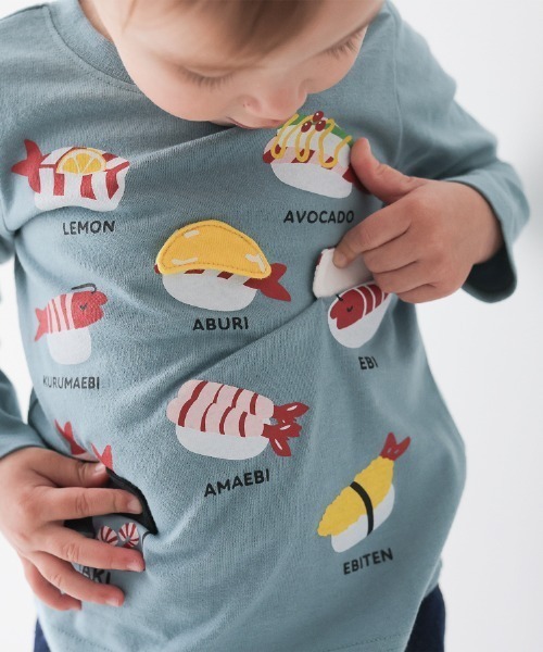 CHEEK ROOM(チークルーム)の「CHEEK ROOM/チークルーム えび祭り ロングTシャツ(Tシャツ/カットソー・キッズ・アイボリー/ピンク/ブルー・80cm/90cm/100cm/110cm/120cm/130cm)」の8枚目の写真