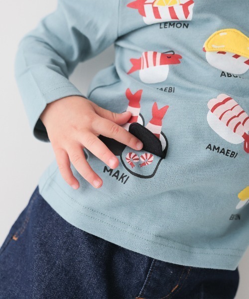 CHEEK ROOM(チークルーム)の「CHEEK ROOM/チークルーム えび祭り ロングTシャツ(Tシャツ/カットソー・キッズ・アイボリー/ピンク/ブルー・80cm/90cm/100cm/110cm/120cm/130cm)」の9枚目の写真