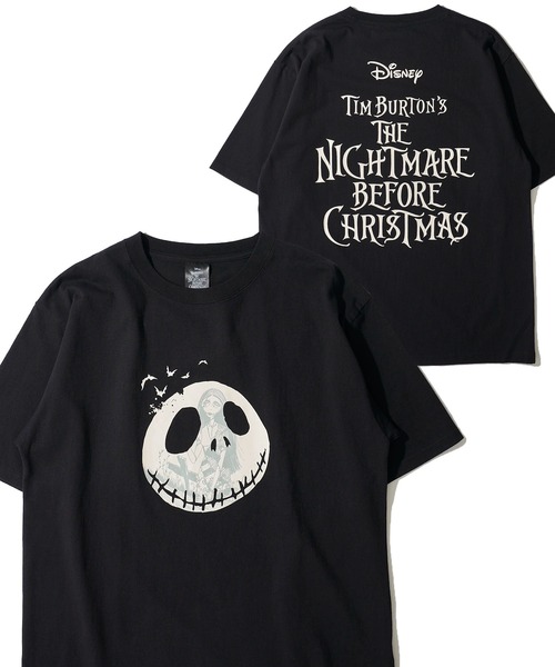 グラフィックプリント ブラックTシャツ THE NIGHTMARE BEFORE CHRISTMAS】グラフィックプリントTシャツ