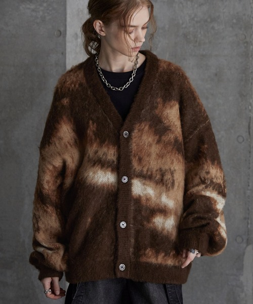 SERACE】Loose silhouette abstract shaggy cardigan / ルーズ