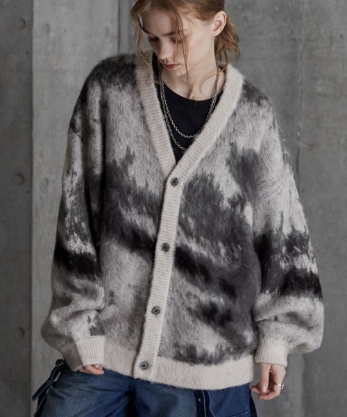SERACE】Loose silhouette abstract shaggy cardigan / ルーズ 