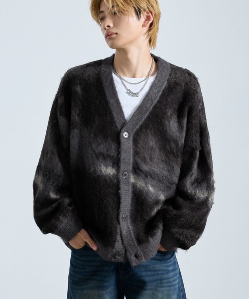 SERACE】Loose silhouette abstract shaggy cardigan / ルーズ 